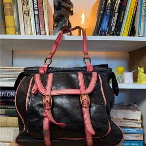 Olivia Harris Stylish Black and Pink Women's Bag